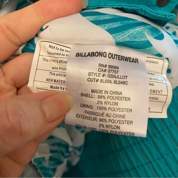 BILLABONG Caltyr Girls Teal Hoodie Ski Snowboard Jacket Size Medium - Picture 9 of 10